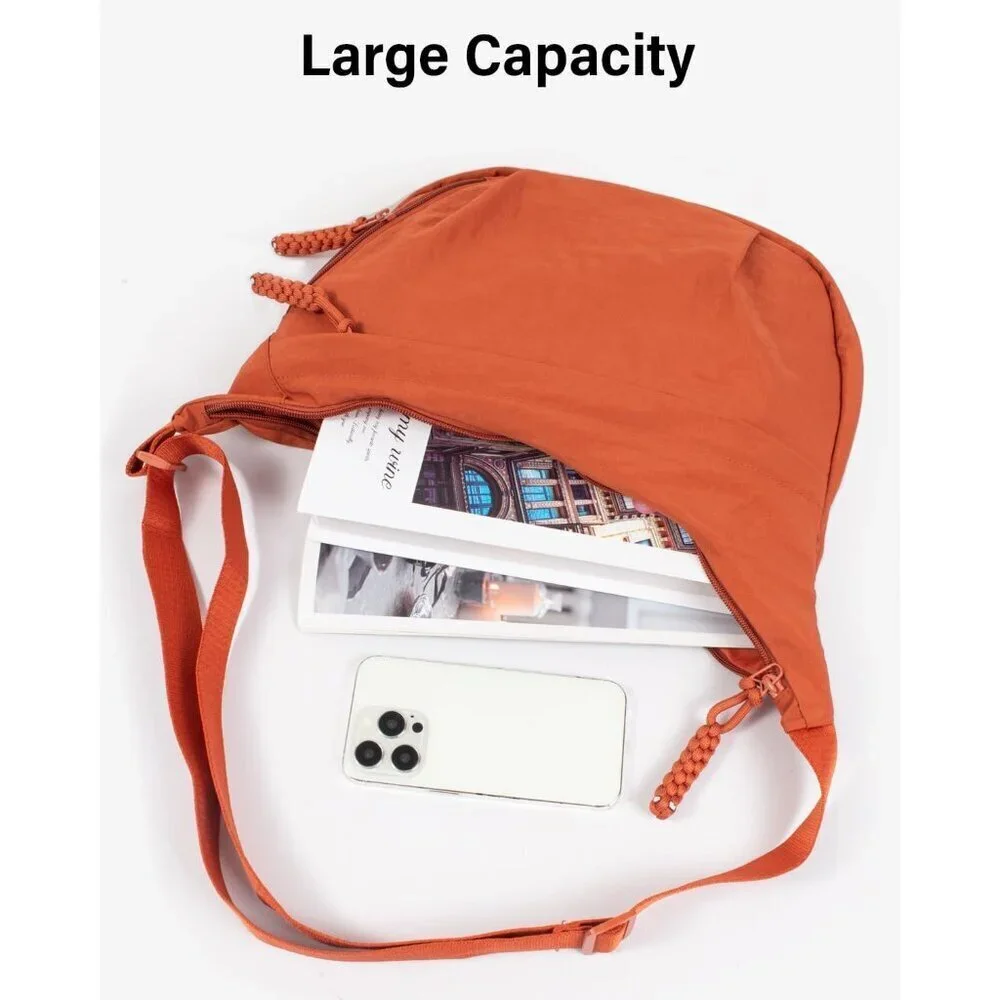 Women's Nylon Crescent Crossbody Bag Multi-Pocket Portable Lightweight Stylish